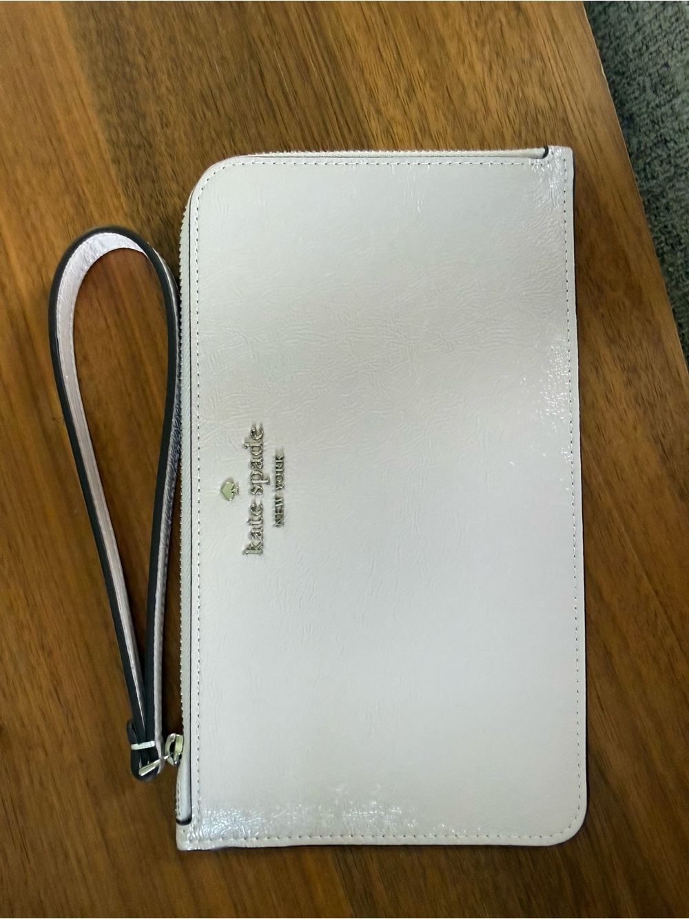 kate spade White Patent Wristlet Clutch